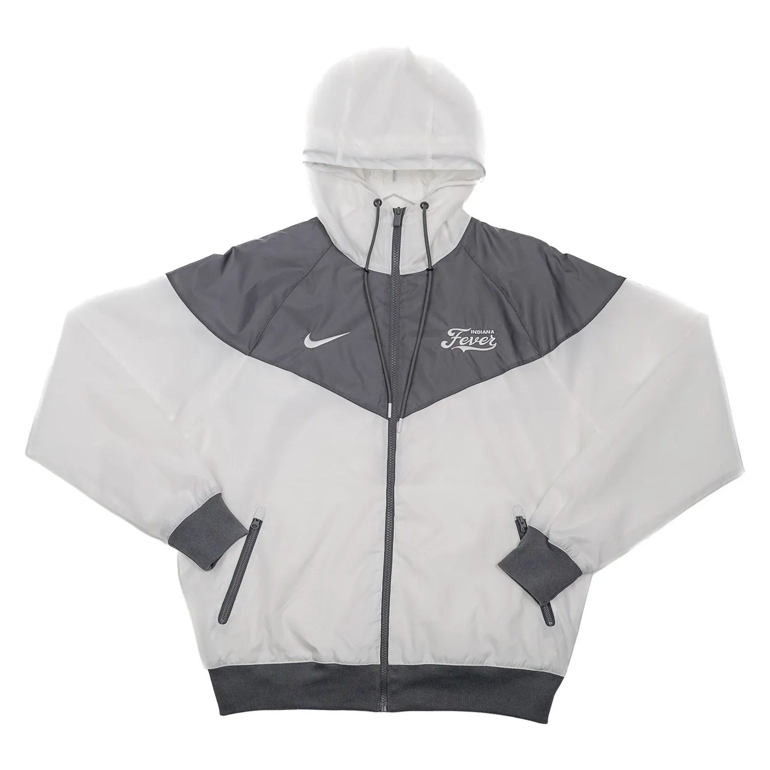 Adult Indiana Fever Secondary Logo Full-zip Windrunner Jacket in Grey by Nike