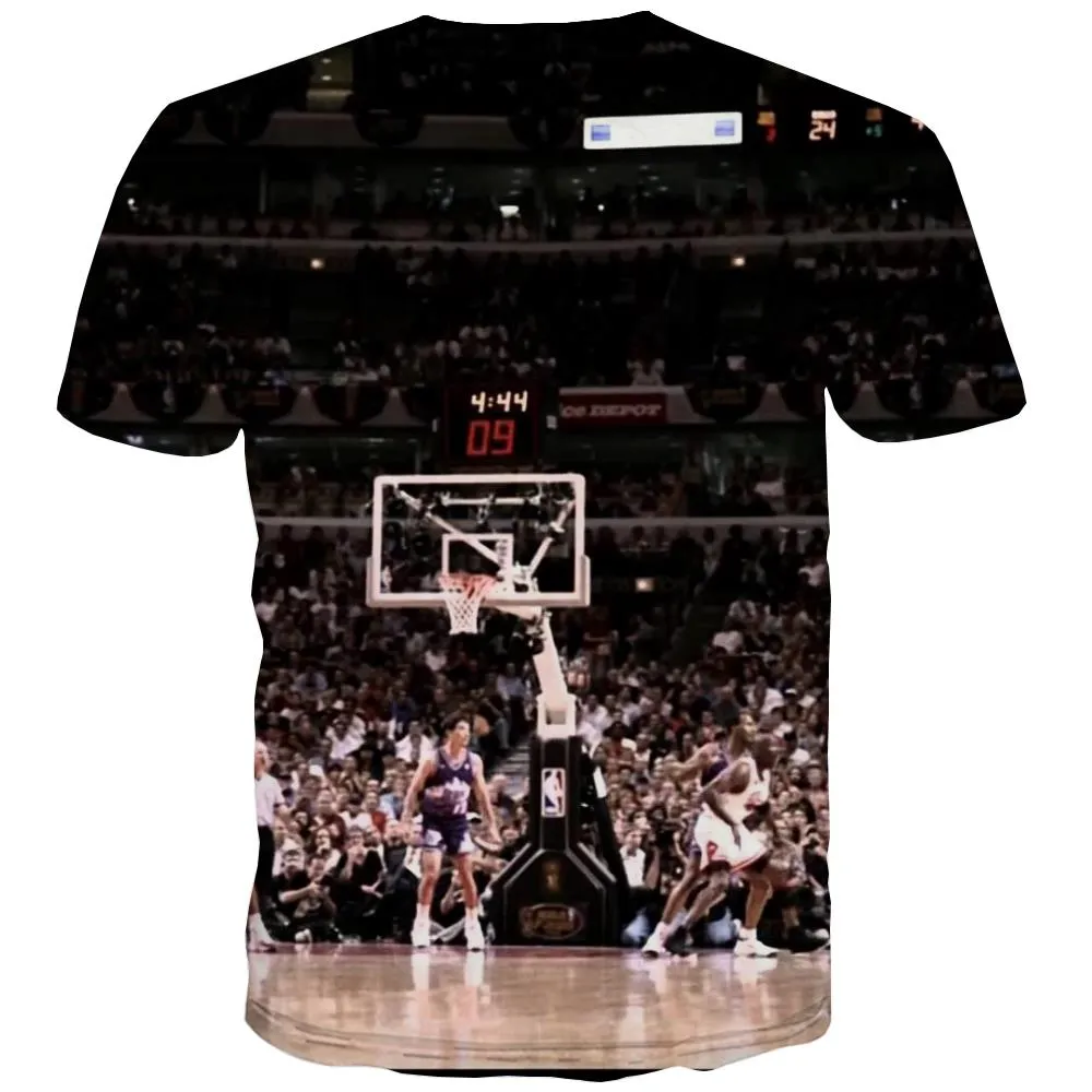 Basketball T shirts Men Night View Tshirts Cool Galaxy T shirts Funny City Tshirt Printed