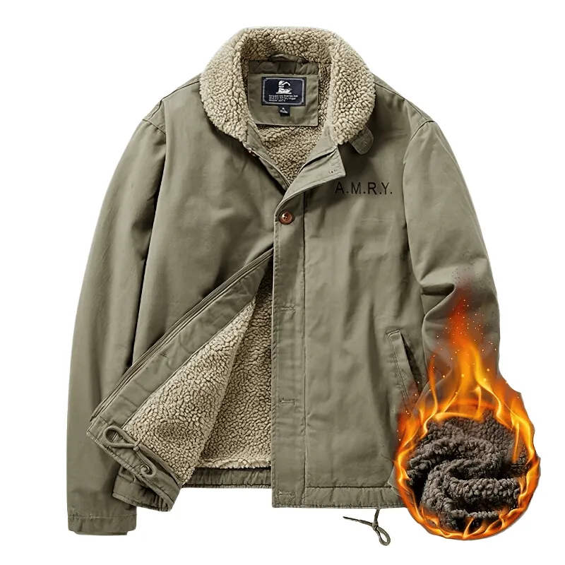 Casual Military Jackets Without a Hood / Buttons Zipper Thicken Jacket / Windproof Solid Outerwear