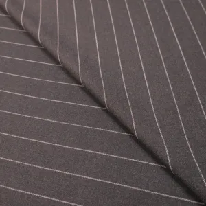 Charcoal and White Striped Loro Piana Wool Suiting Fabric