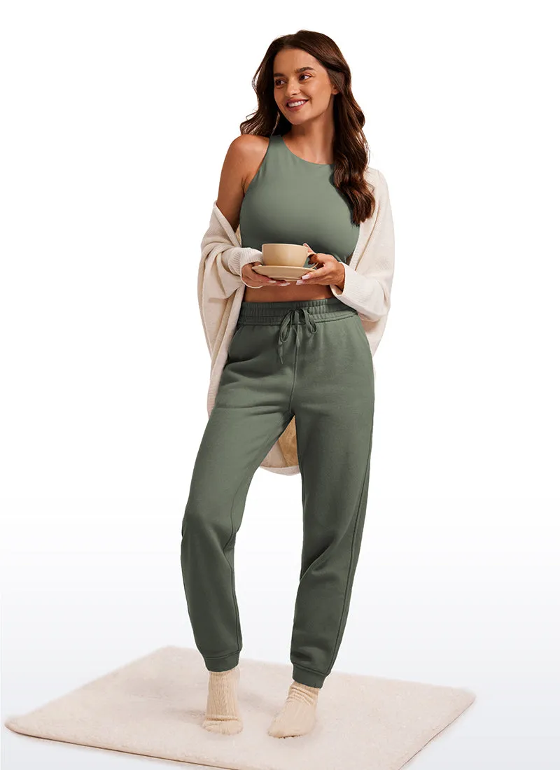 Cotton Fleece Lined High Rise Sweatpants 28''