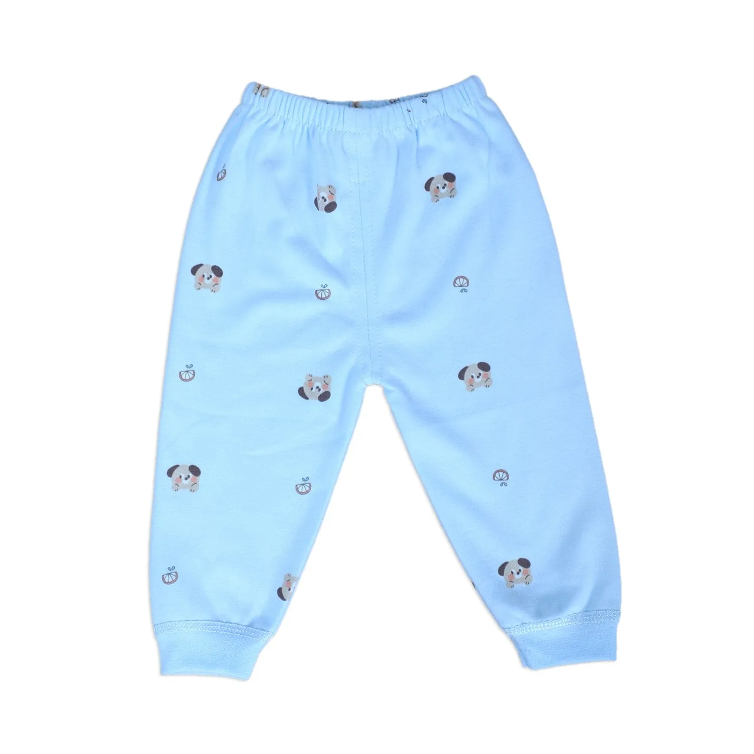 Cute Puppy Full Sleeves 2 Piece Buttoned Pyjama Set Night Suit - Blue