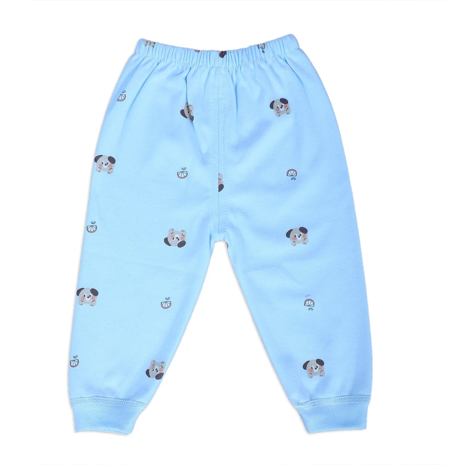 Cute Puppy Full Sleeves 2 Piece Buttoned Pyjama Set Night Suit - Blue