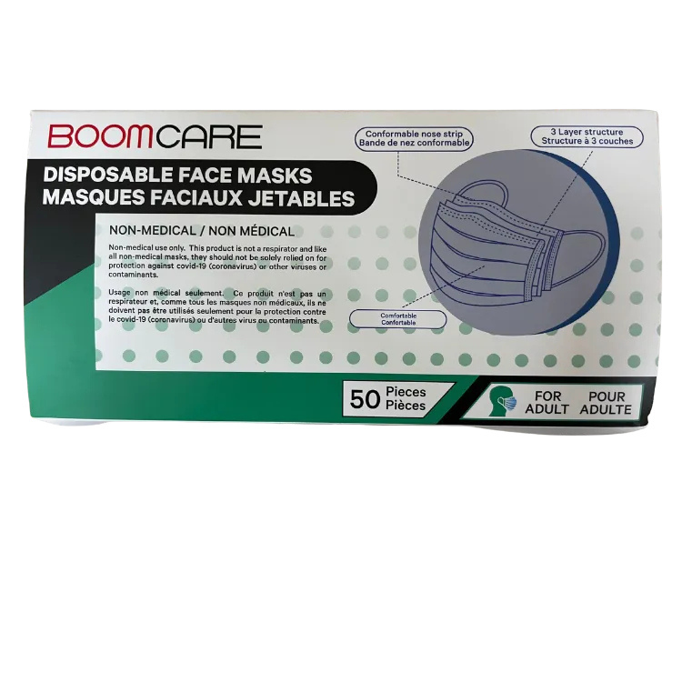 Disposable 3-Ply Face Masks (50 pcs/box) by Boomcare