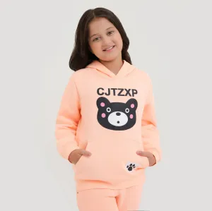 Girls Premium Quality Printed PEACH PULLOVER Fleece Track Suit