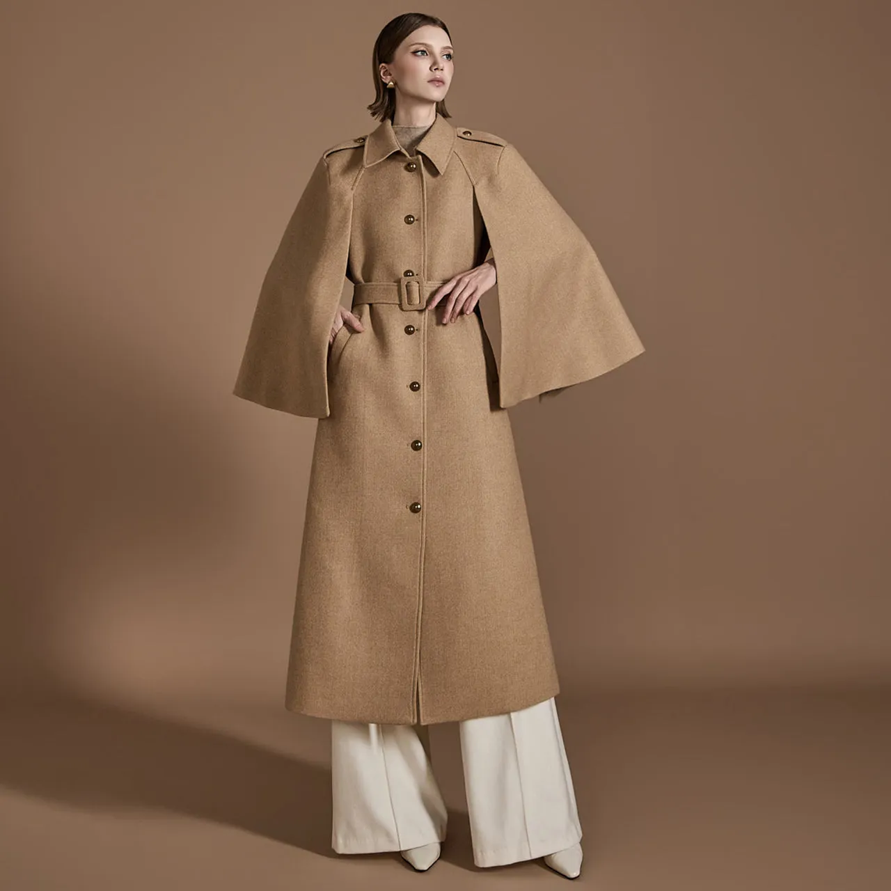 J2465 Cape Coat With Belt