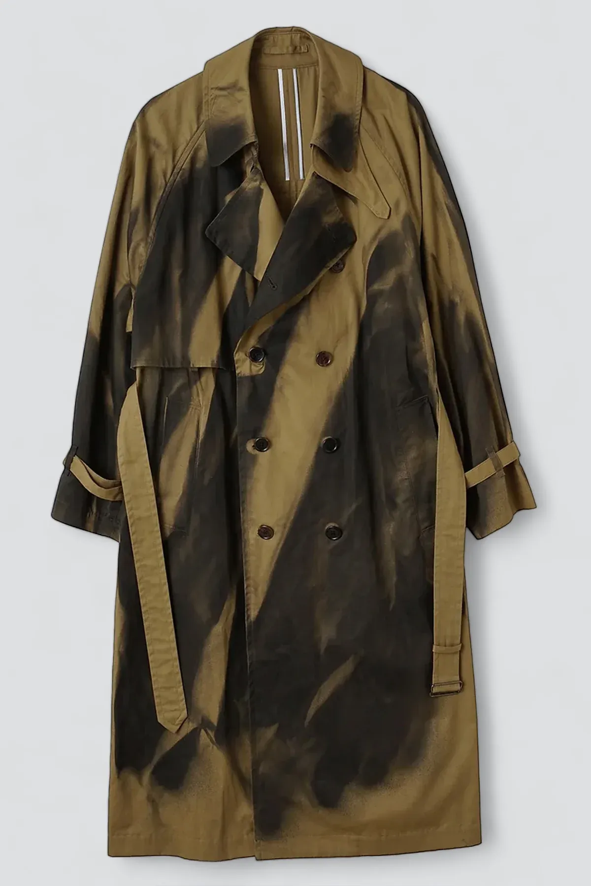 Khaki Spray Printed Trench Coat