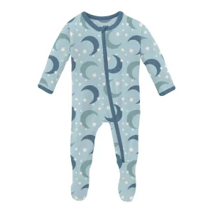 KicKee Pants Spring Sky Moon and Stars Footie with 2 Way Zipper