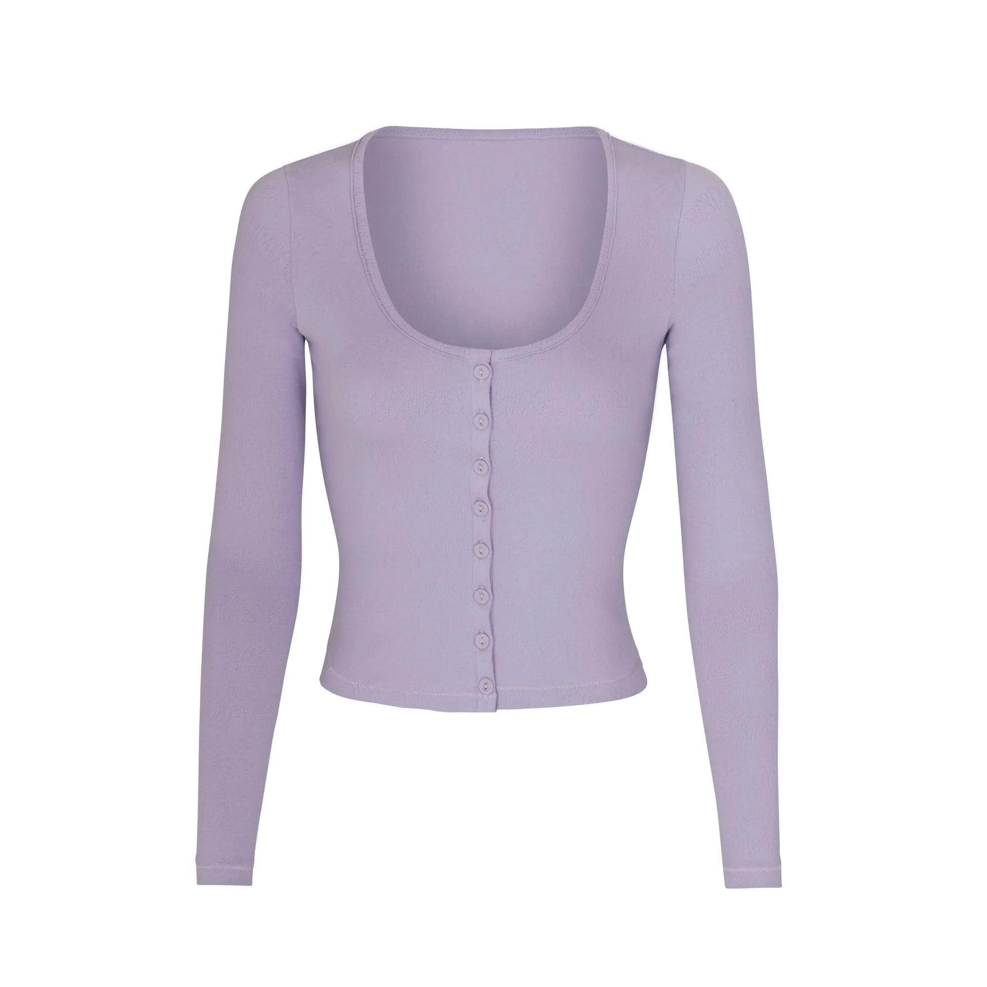 LACE POINTELLE HENLEY TOP | LAVENDER