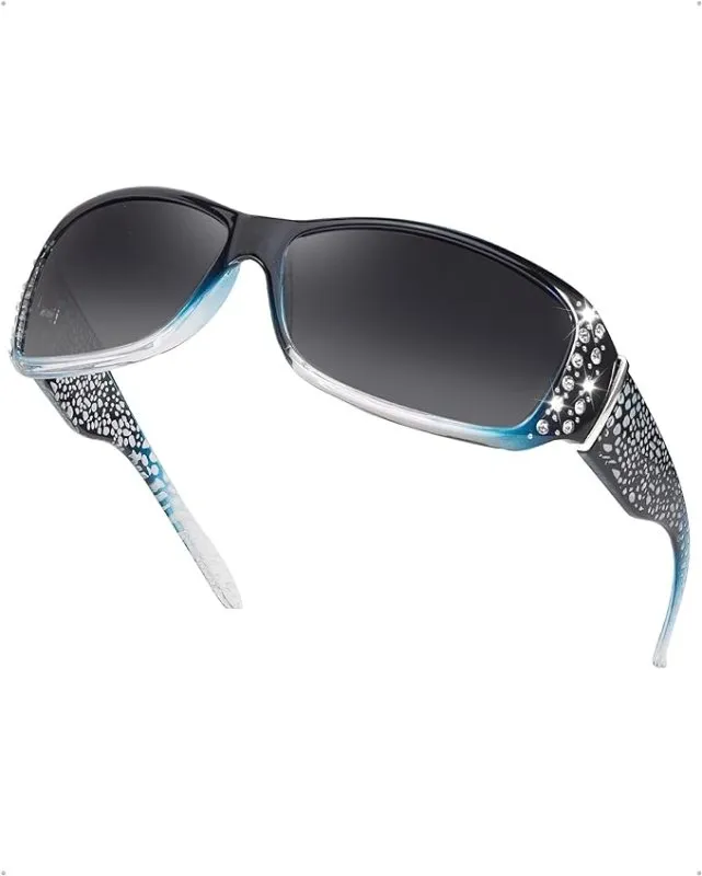 LVIOE Sunglasses Womens Polarised Rhinestones Wrap Around Ladies Sunglasses UV Protection