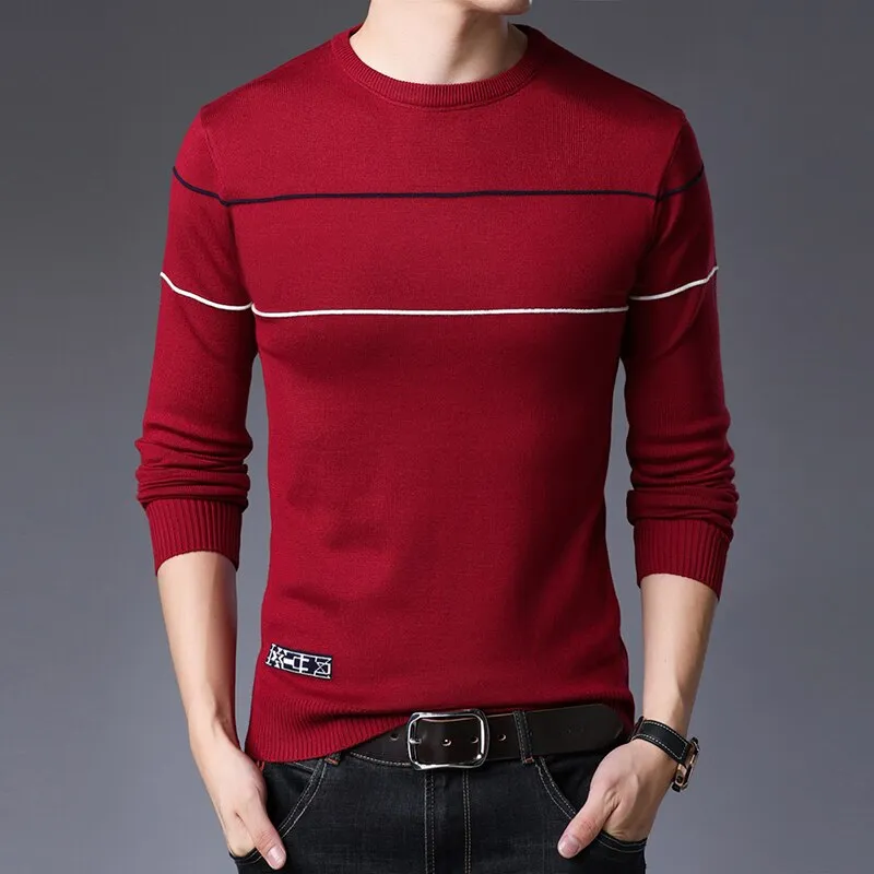 Men O-neck Knit Fit Sweater