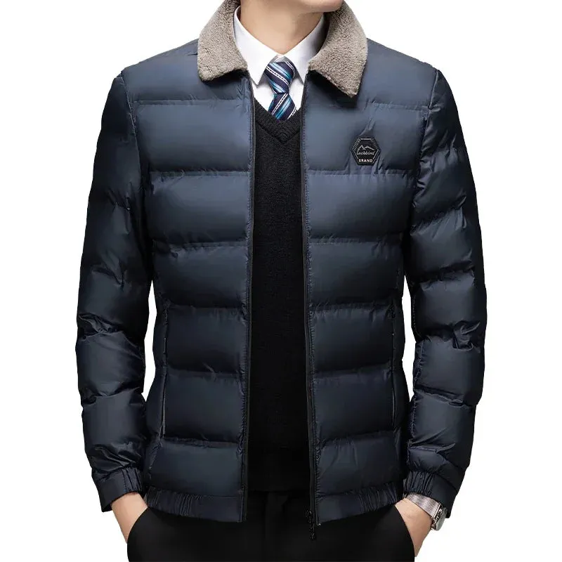 Men's Hight Quality Fur Collar Thick Windbreaker Jacket