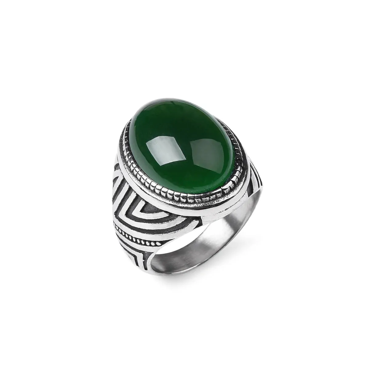 Men's Trend High Quality 316LStainless Steel Onyx Stripe Rings Classic Vintage Fashion Jewelry Eco-Friendly Material