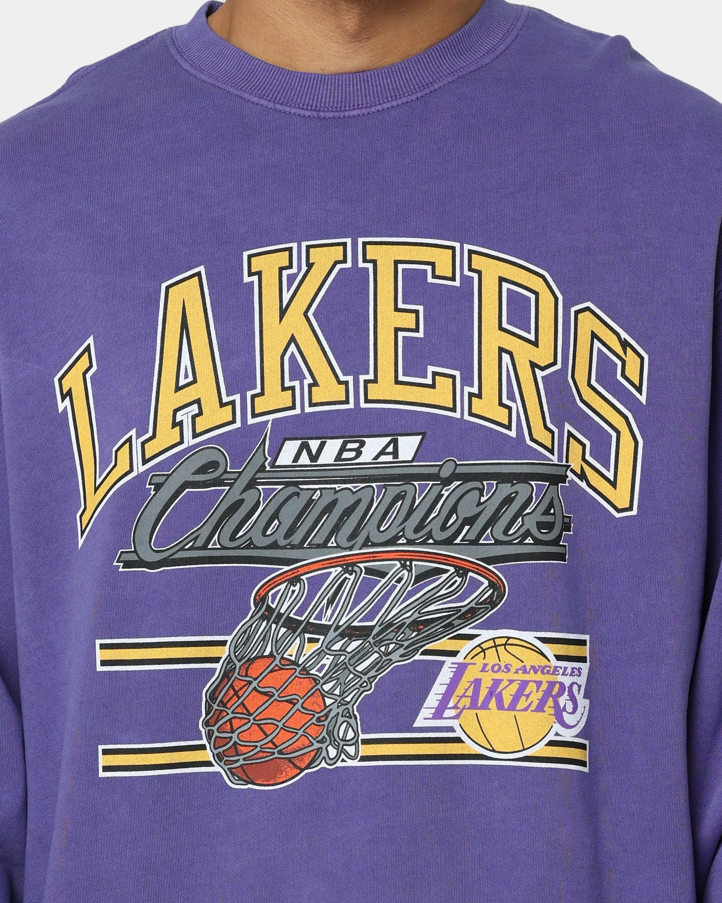 Mitchell & Ness Los Angeles Lakers Hoop Crew Crewneck Faded Purple