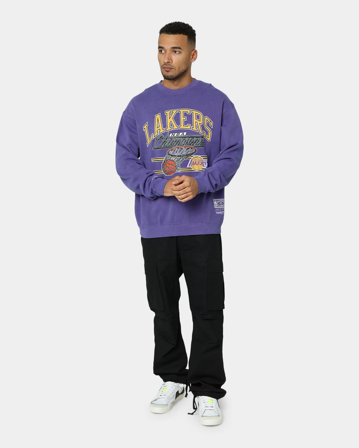 Mitchell & Ness Los Angeles Lakers Hoop Crew Crewneck Faded Purple