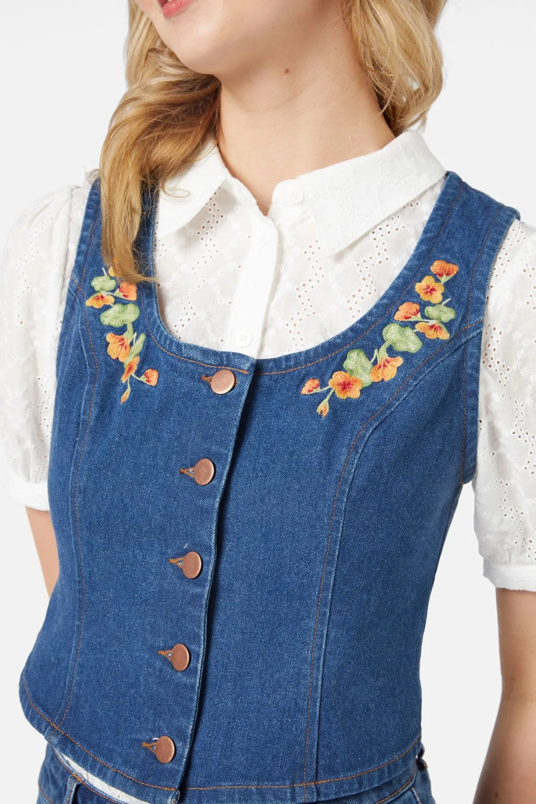 Nasturtium Embroidered Vest