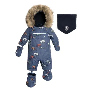 Printed Grizzlys One Piece Baby Snowsuit Navy | DEUX PAR DEUX