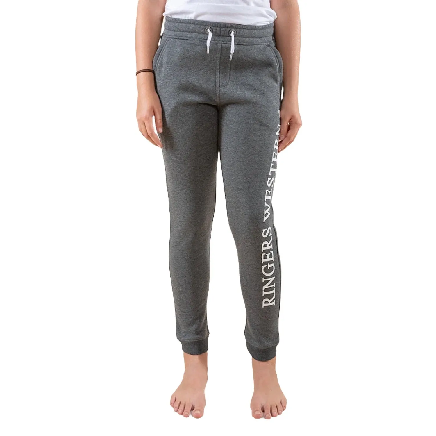 Ringers Western Kid's Durango Trackpants Charcoal Marle With White Print