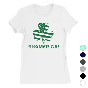 Shamerica Flag Womens Cute St Patricks Outfit Cute Irish T-Shirt