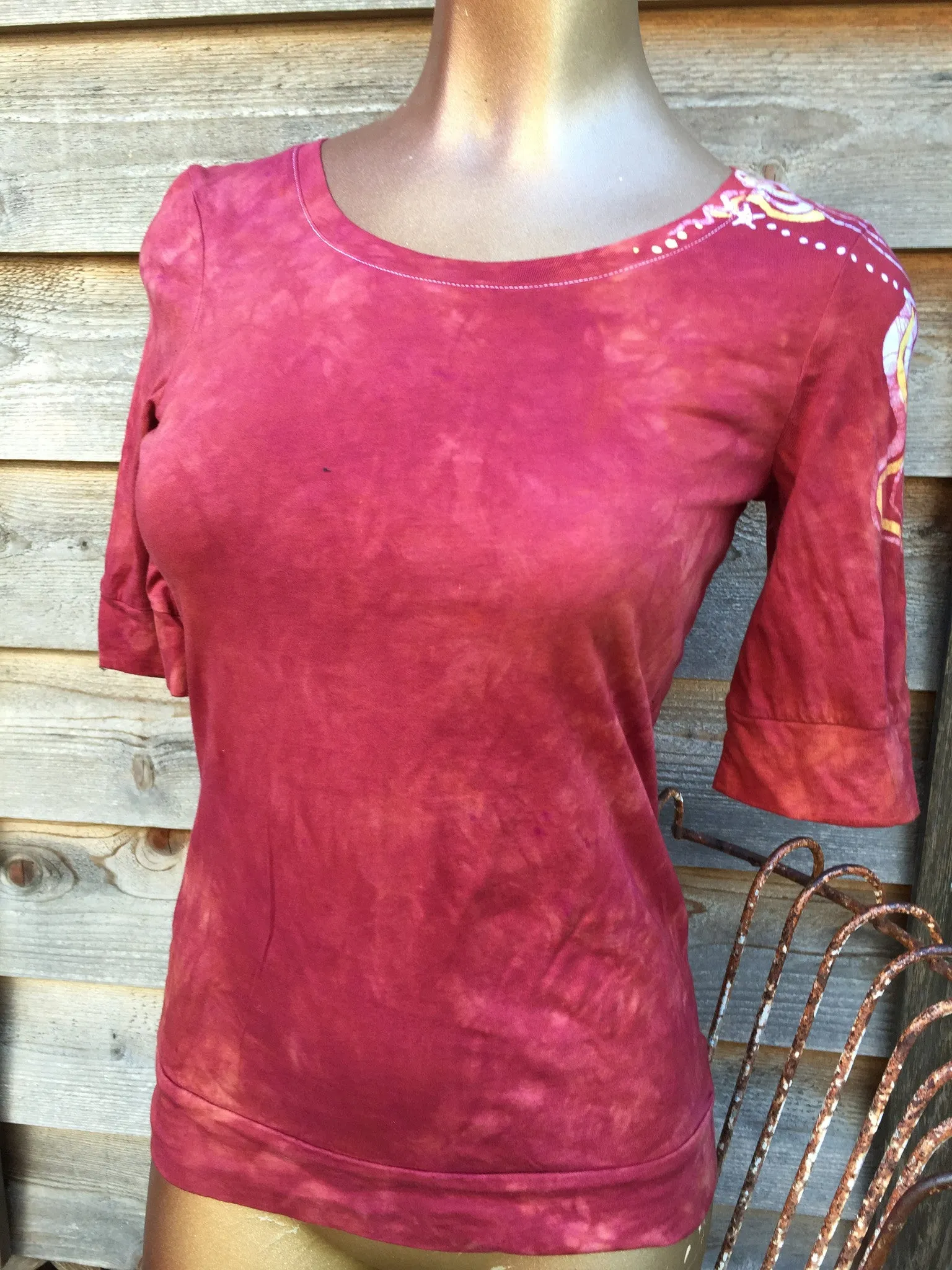 Soft Red Shoulder Swirls Sale Basket Top