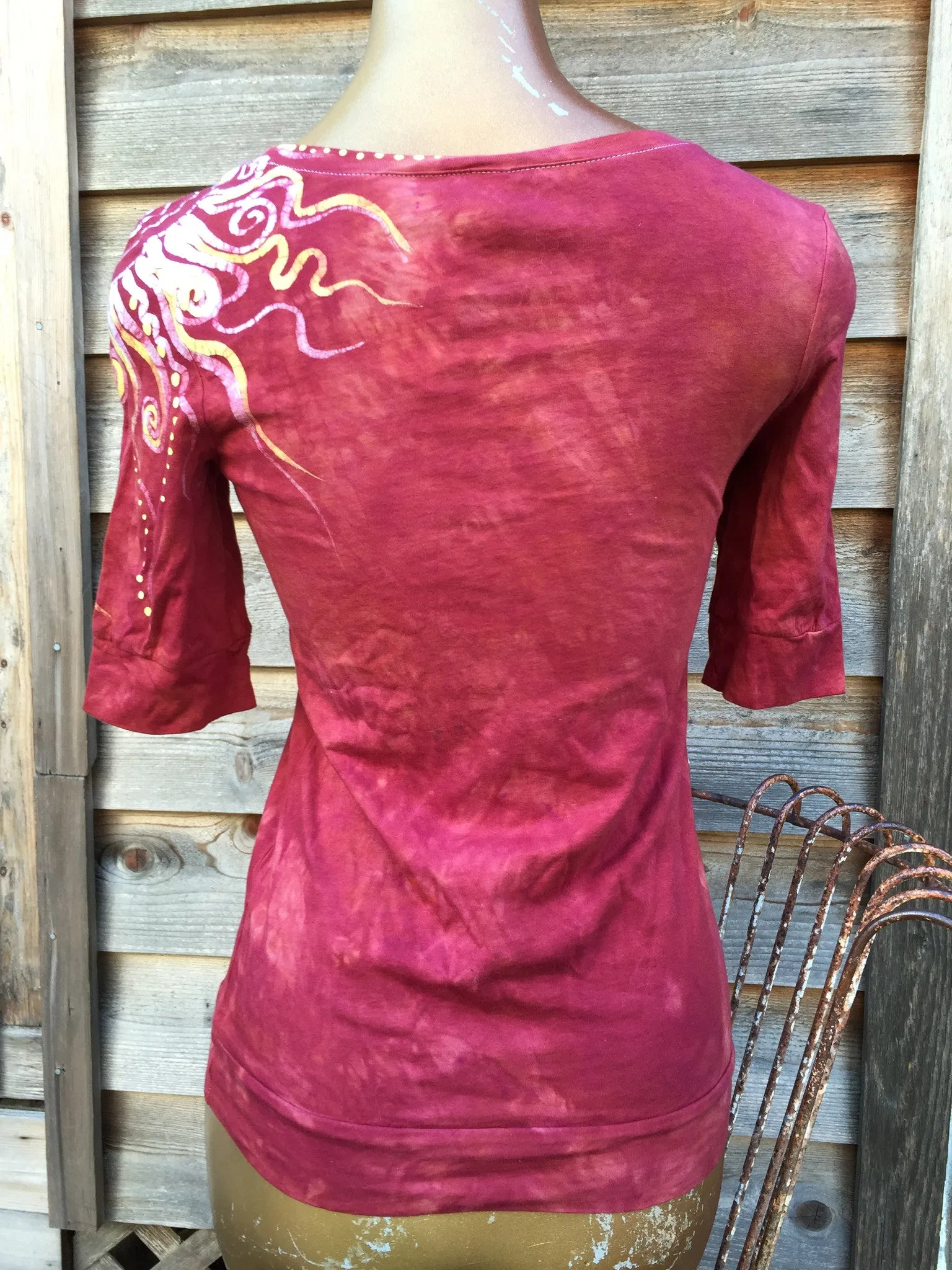 Soft Red Shoulder Swirls Sale Basket Top