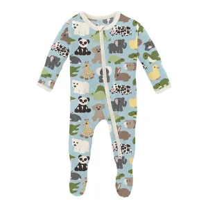 Spring Sky Too Many Stuffies Footie w/ 2-way Zipper