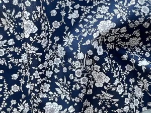 Summer Blooms Navy & White Floral Liberty of London Tana Cotton Lawn (Made in Italy)