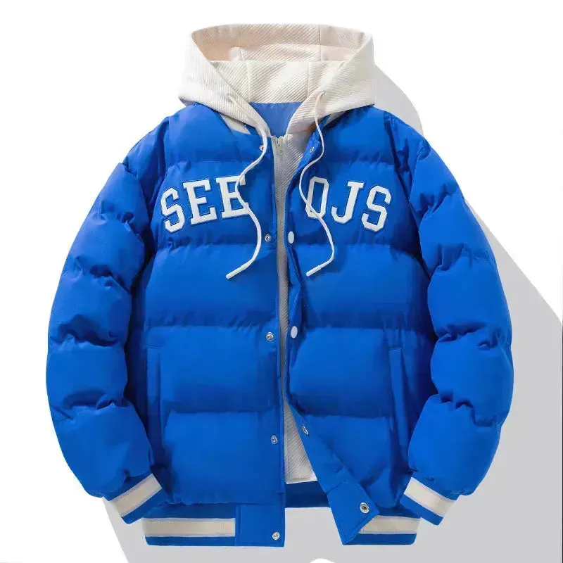 Teens Hooded Cotton Winter Coat American School Boys Sports Jackets