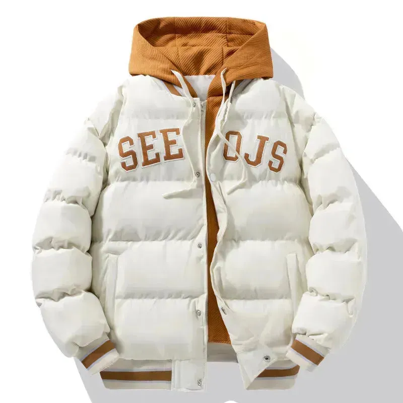 Teens Hooded Cotton Winter Coat American School Boys Sports Jackets