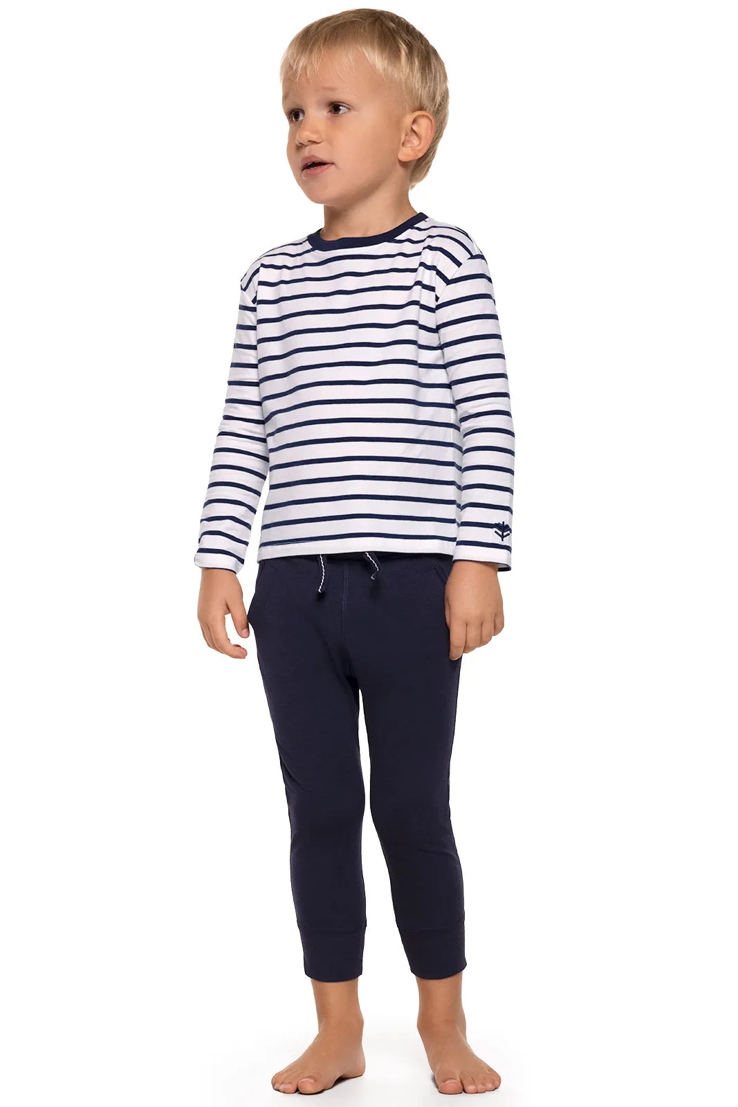 Toddler Coco Plum Everyday Long Sleeve T-Shirt | White/Navy Stripe