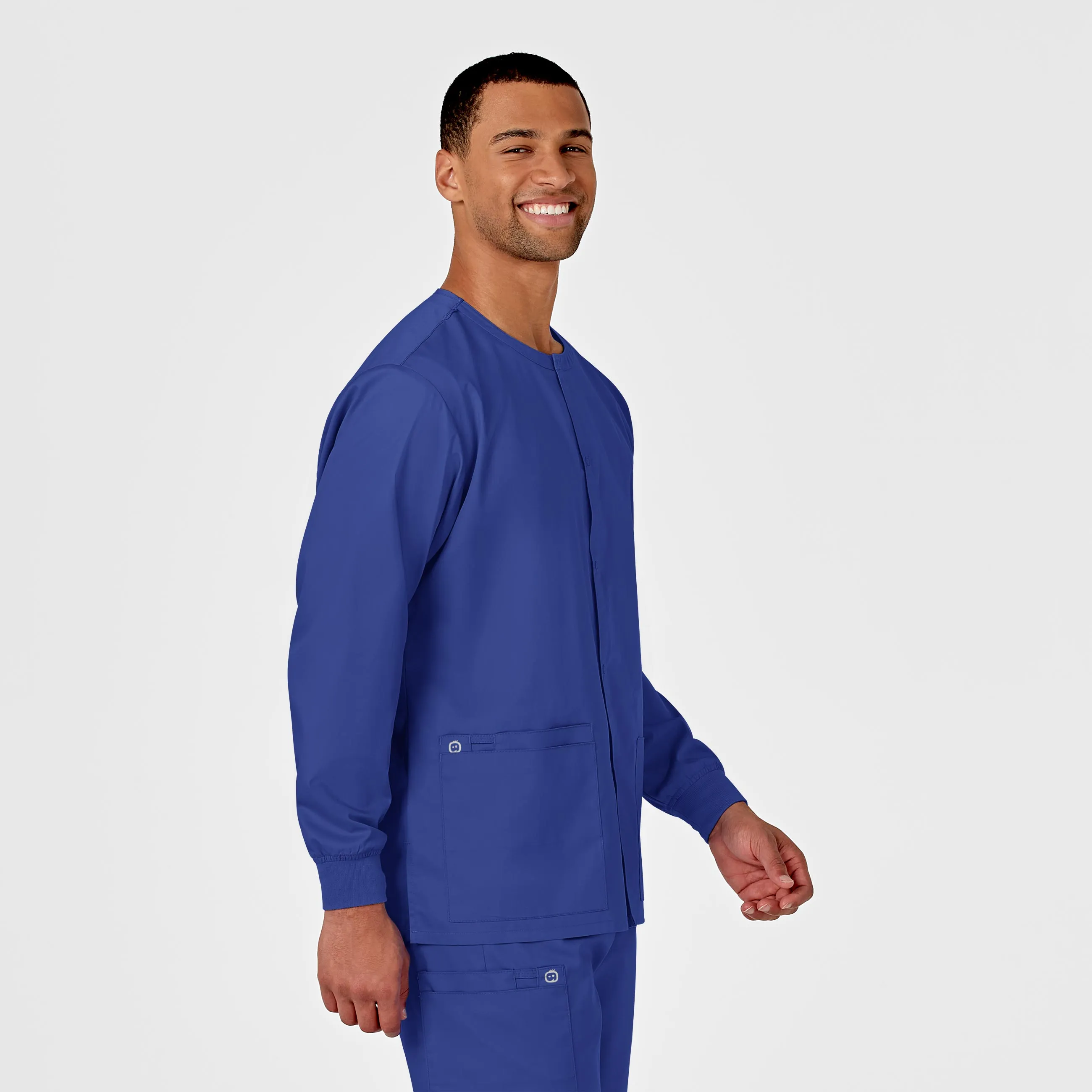 WonderWORK Unisex Snap Front Scrub Jacket - Galaxy Blue